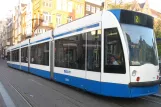 Amsterdam tram line 2 with low-floor articulated tram 2042 on Vijzelstraat (2010)