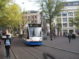 Amsterdam tram line 5 with low-floor articulated tram 2201 on Leidseplein (2009)
