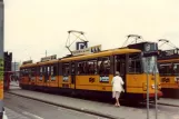 Amsterdam tram line 9 with articulated tram 745 at Central Station (1981)