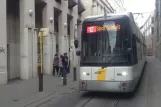 Antwerp tram line 12 with low-floor articulated tram 7248 on Korte Nieuwstraat (2017)