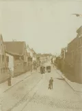 Archive photo: Flensburg horse tram line with horse-drawn tram 6 near Heiligengeistgang (1900)