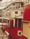 Archive photo: London bilevel rail car 355 in London Transport Museum (1978)