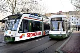 Augsburg tram line 3 with low-floor articulated tram 828 at Königsplatz (2010)