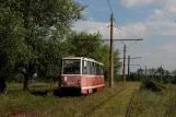 Avdiivka tram line 1 with railcar 044 near Avdeyevskiy Coke Plant (2012)
