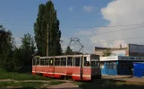 Avdiivka tram line 2 with railcar 041 on Vulytsya Karla Marksa, seen from the side (2012)