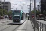 Barcelona tram line T2 with low-floor articulated tram 03 at Numància (2012)