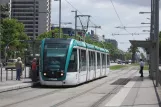 Barcelona tram line T3 with low-floor articulated tram 07 at L'Illa (2012)