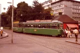 Basel tram line 4 with sidecar 1468 at Aeschenplatz (1981)