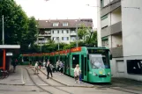 Basel tram line 6 with low-floor articulated tram 314 at Riehen Grenze (2003)