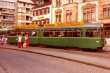 Basel tram line 7 with articulated tram 604 at Barfüsserplatz (1981)