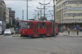 Belgrade tram line 12 with articulated tram 389 on Savski trg (2008)
