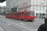 Belgrade tram line 7 with articulated tram 275 on Savski trg (2008)