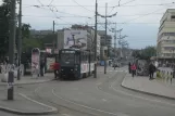 Belgrade tram line 9 with articulated tram 305 at Savski Trg (2008)