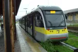 Bergamo regional line T1 with articulated tram 006 at Bergamo FS (2016)