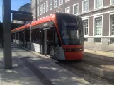 Bergen tram line 1 (Bybanen) with low-floor articulated tram 203 at Byparken (2014)