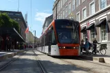 Bergen tram line 1 (Bybanen) with low-floor articulated tram 203 at Byparken towards Nesttun (2010)