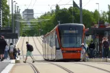 Bergen tram line 1 (Bybanen) with low-floor articulated tram 203 at Sletten (2010)