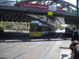 Berlin fast line M1 with low-floor articulated tram 1513 on Berliner Strasse, Pankow (2016)