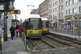 Berlin fast line M10 with low-floor articulated tram 2015 at S+U Warschauer Straße (2007)