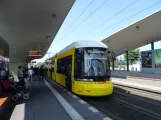 Berlin fast line M10 with low-floor articulated tram 9107 at Hauptbahnhof (2019)