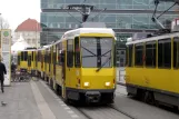 Berlin fast line M4 with articulated tram 7088 at S+U Alexanderplatz/Gontardstraße (2010)