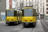 Berlin fast line M5 with articulated tram 6154 at S Hackescher Markt (2010)