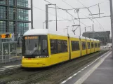Berlin fast line M5 with low-floor articulated tram 8018 at S+U Hauptbahnhof (2015)