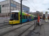 Berlin fast line M5 with low-floor articulated tram 8022 at U Alexanderplatz (2018)