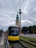 Berlin fast line M6 with low-floor articulated tram 8017 at Spandauer Straße / Marienkirche (2023)