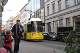 Berlin tram line 12 with low-floor articulated tram 1043 on Oranienburger Strasse (2012)