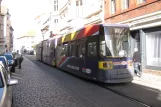 Berlin tram line 27 with low-floor articulated tram 1066 on Kirchstraße, Köpenick (2012)