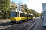 Berlin tram line 60 with articulated tram 6022 at Bahnhofstraße/Lindenstraße (2012)