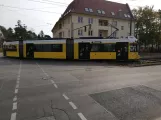 Berlin tram line 63 with low-floor articulated tram 2205 near Mittelheide (2018)