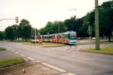 Bielefeld tram line 1 with articulated tram 578 on Adenauerplatz (2002)