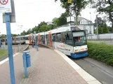 Bielefeld tram line 1 with articulated tram 592 at Johannesstift (2020)