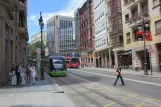 Bilbao tram line A with low-floor articulated tram 403 at Sabino Arana (2012)