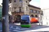 Bilbao tram line A with low-floor articulated tram 404 near Atxuri (2012)