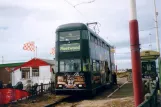 Blackpool tram line T with bilevel rail car 707 at Starr Gate (2006)