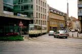 Brandenburg an der Havel extra line 2 with articulated tram 180 in the intersection Steinstraße/Neustädtischer Markt (2001)