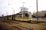Brandenburg an der Havel tram line 1 with railcar 124 at Hauptbahnhof (1991)
