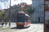Bratislava tram line 8 with articulated tram 7122 at Pod stanicou (2008)