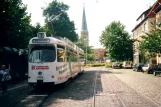 Braunschweig tram line 1 with articulated tram 7556 at Radeklint Inselwall (2001)