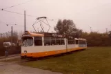 Braunschweig tram line 1 with articulated tram 7754 on the side track at Hauptbahnhof (1988)
