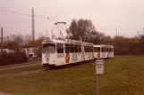 Braunschweig tram line 1 with articulated tram 7756 on the side track at Hauptbahnhof (1988)