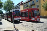 Braunschweig tram line 4 with articulated tram 8165 at Radeklint Inselwall (2014)
