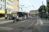 Braunschweig tram line 5 with low-floor articulated tram 9557 at Freiederich-Wilhelm-Platz (2008)