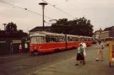 Bremen tram line 6 with articulated tram 3561 "Roland der Riese" at Hauptbahnhof (1982)