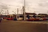 Brussels De Kusttram with articulated tram 6102 at Oostende seen from the side (1982)