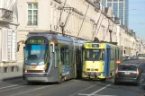 Brussels low-floor articulated tram 2009 on Rue Royale (2012)