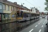 Brussels tram line 82 with low-floor articulated tram 3043 at Van Zande (2014)